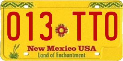 NM license plate 013TTO
