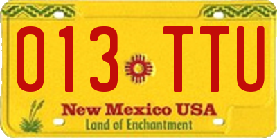 NM license plate 013TTU