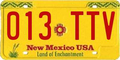 NM license plate 013TTV