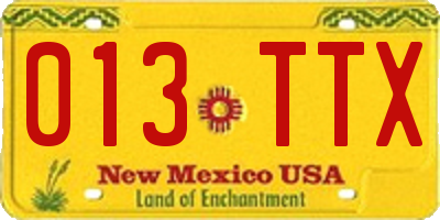 NM license plate 013TTX