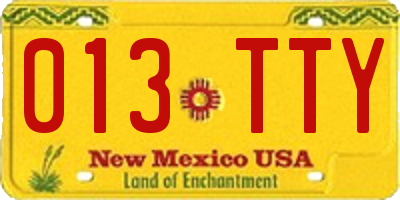 NM license plate 013TTY
