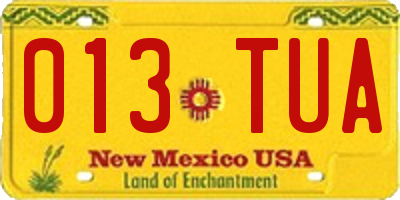 NM license plate 013TUA