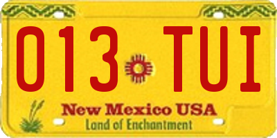NM license plate 013TUI