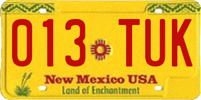 NM license plate 013TUK