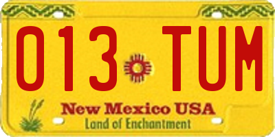 NM license plate 013TUM