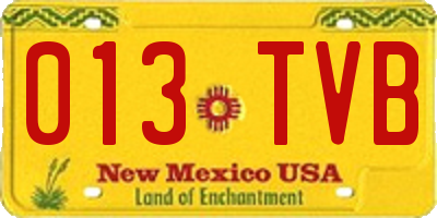 NM license plate 013TVB