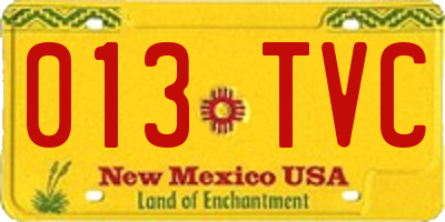 NM license plate 013TVC
