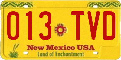NM license plate 013TVD