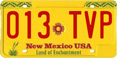NM license plate 013TVP