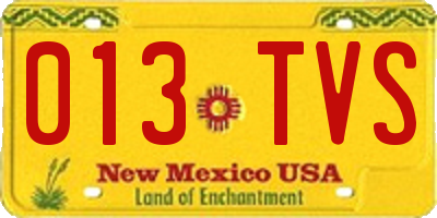 NM license plate 013TVS