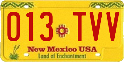 NM license plate 013TVV