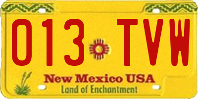 NM license plate 013TVW