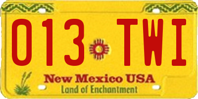 NM license plate 013TWI