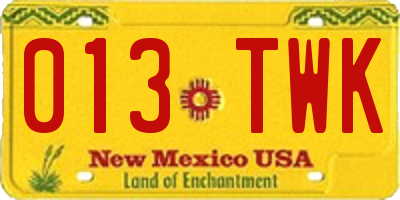 NM license plate 013TWK