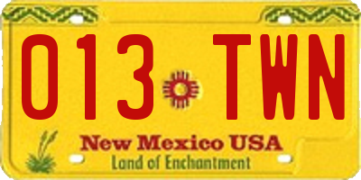NM license plate 013TWN