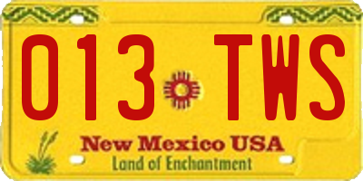 NM license plate 013TWS