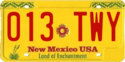 NM license plate 013TWY