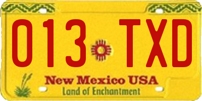 NM license plate 013TXD