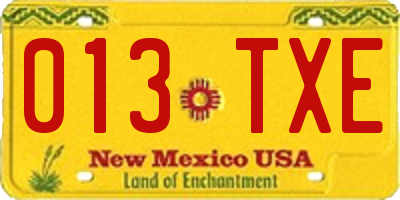 NM license plate 013TXE