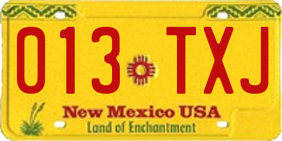 NM license plate 013TXJ