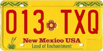 NM license plate 013TXQ