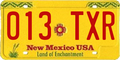 NM license plate 013TXR