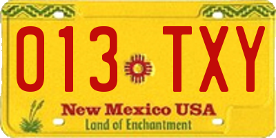 NM license plate 013TXY