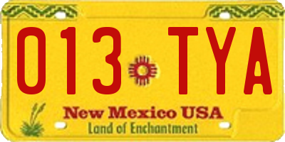 NM license plate 013TYA