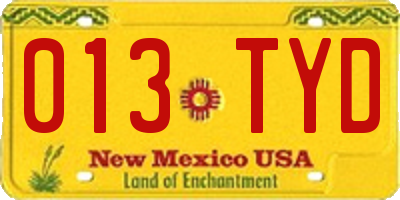 NM license plate 013TYD