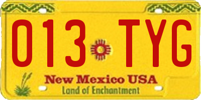 NM license plate 013TYG