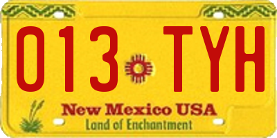 NM license plate 013TYH