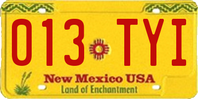 NM license plate 013TYI