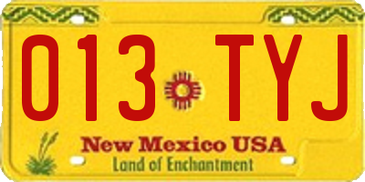 NM license plate 013TYJ