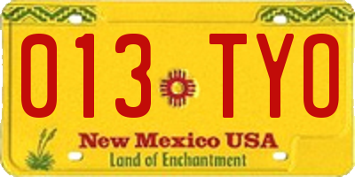 NM license plate 013TYO