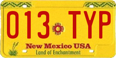NM license plate 013TYP