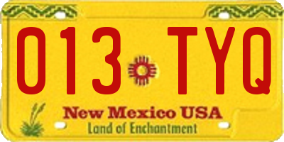NM license plate 013TYQ
