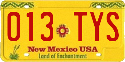 NM license plate 013TYS