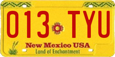 NM license plate 013TYU