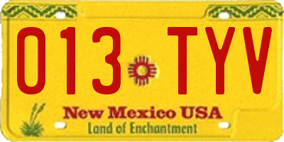 NM license plate 013TYV