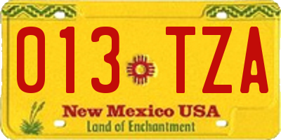 NM license plate 013TZA
