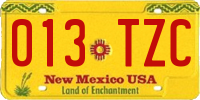 NM license plate 013TZC