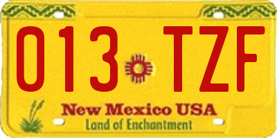 NM license plate 013TZF