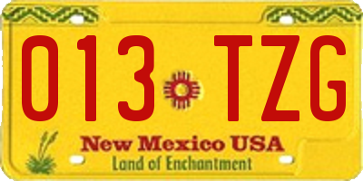 NM license plate 013TZG