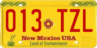 NM license plate 013TZL