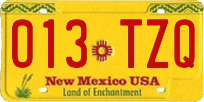 NM license plate 013TZQ
