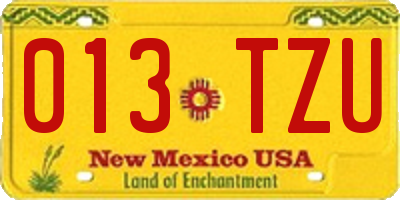 NM license plate 013TZU