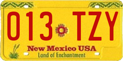 NM license plate 013TZY