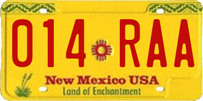 NM license plate 014RAA