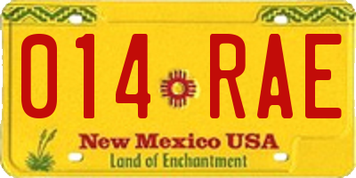 NM license plate 014RAE