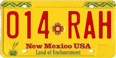 NM license plate 014RAH